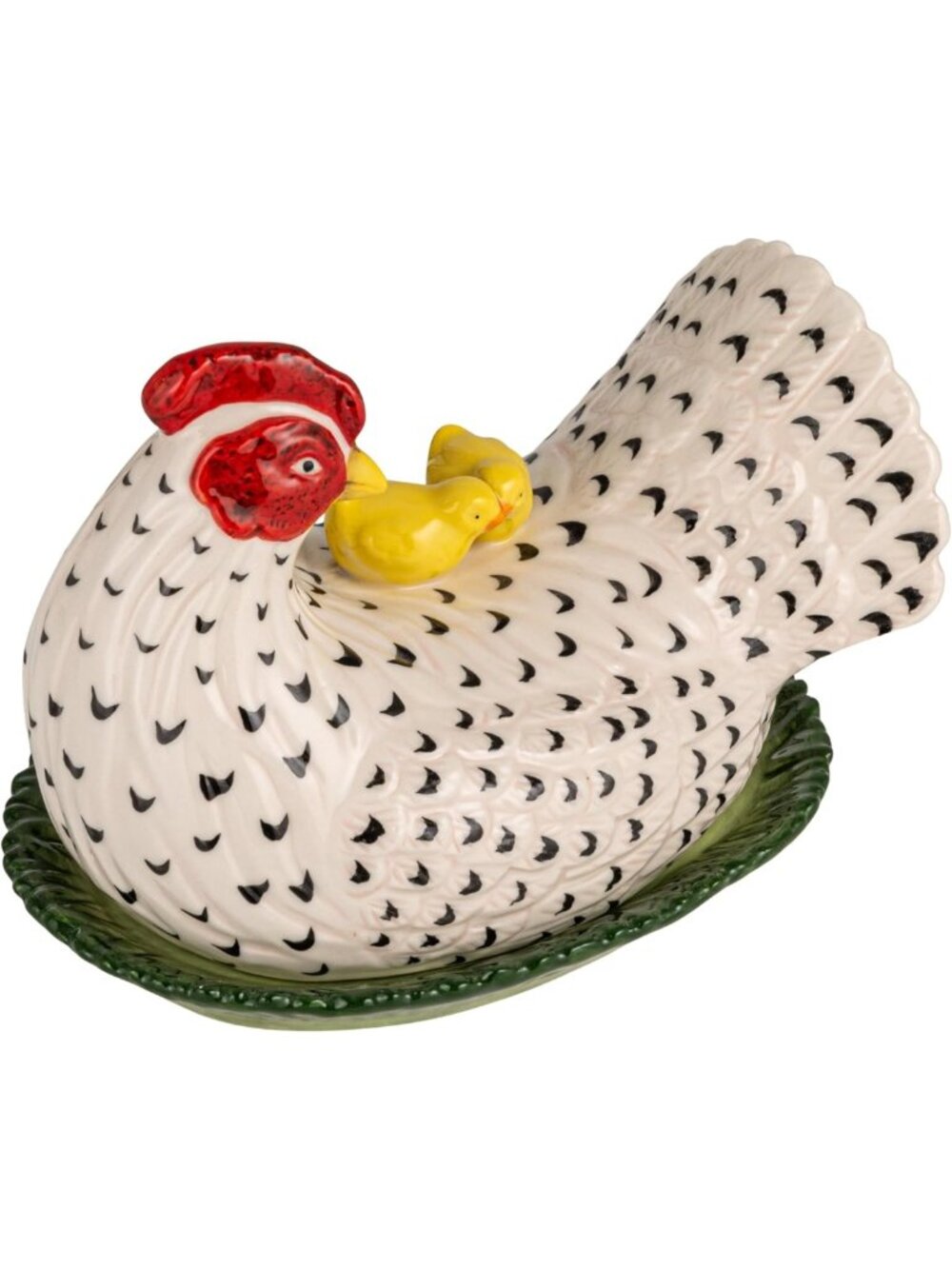 Vintage Hen Shaped Stoneware Butter Dish - Colorful Farmhouse Decor, Kitchen